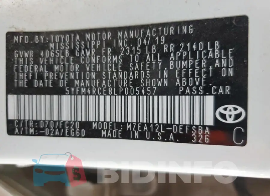 5YFM4RCE8LP005457 Photo# 12