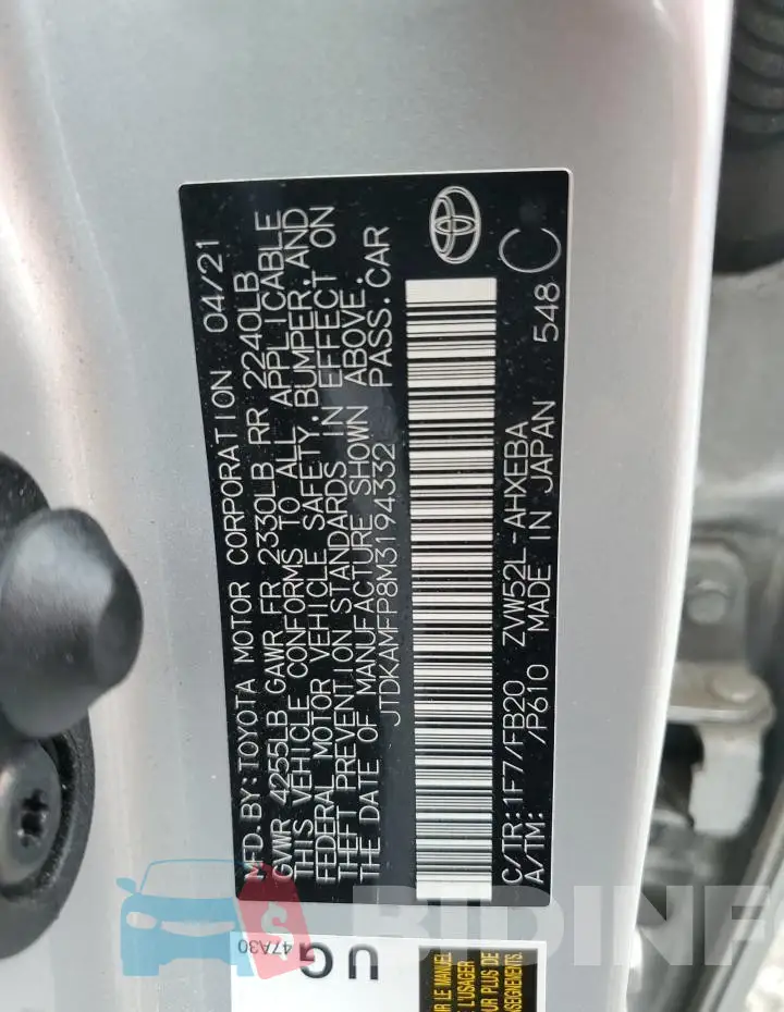 JTDKAMFP8M3194332 Photo# 12