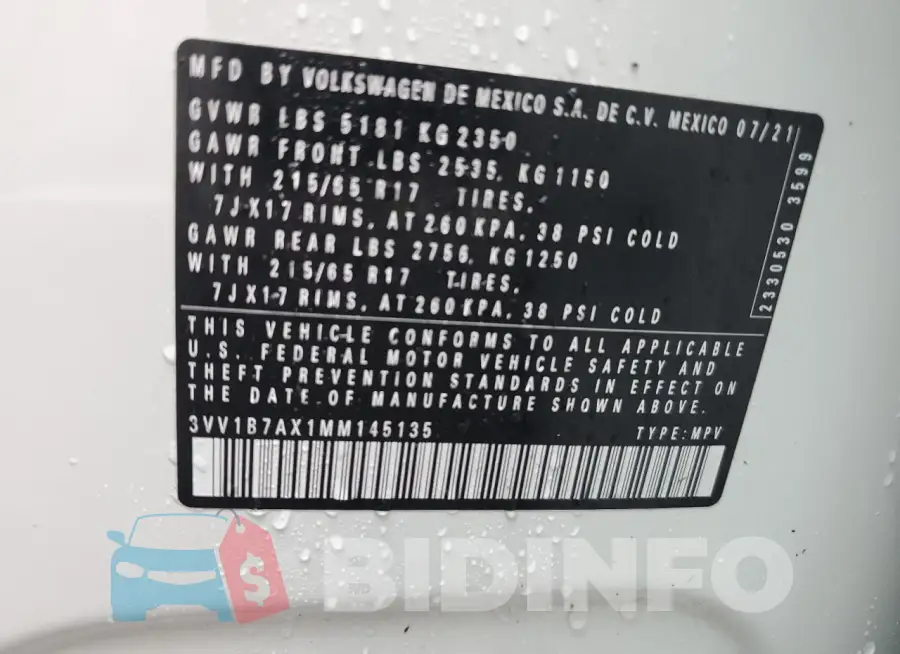 3VV1B7AX1MM145135 Photo# 14