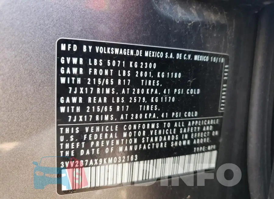 3VV2B7AX9KM032163 Photo# 12