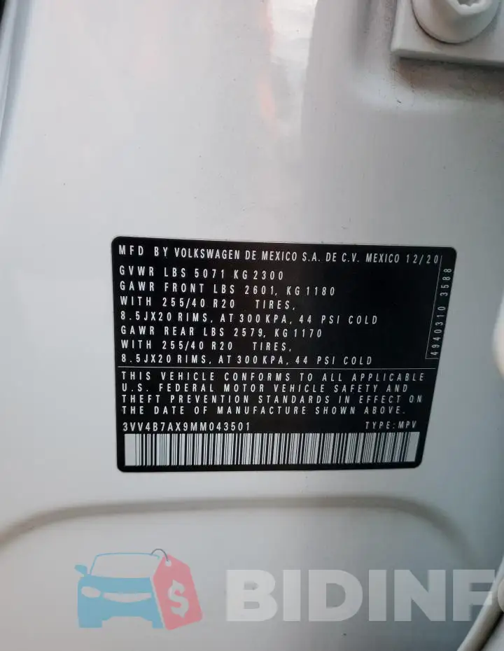 3VV4B7AX9MM043501 Photo# 13