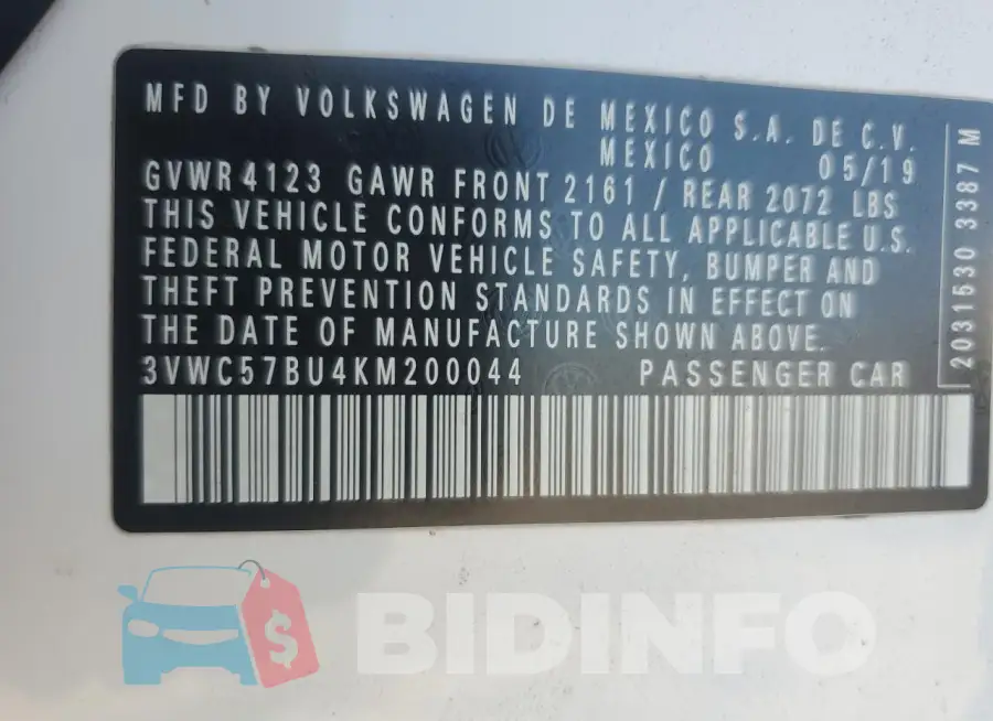 3VWC57BU4KM200044 Photo# 12