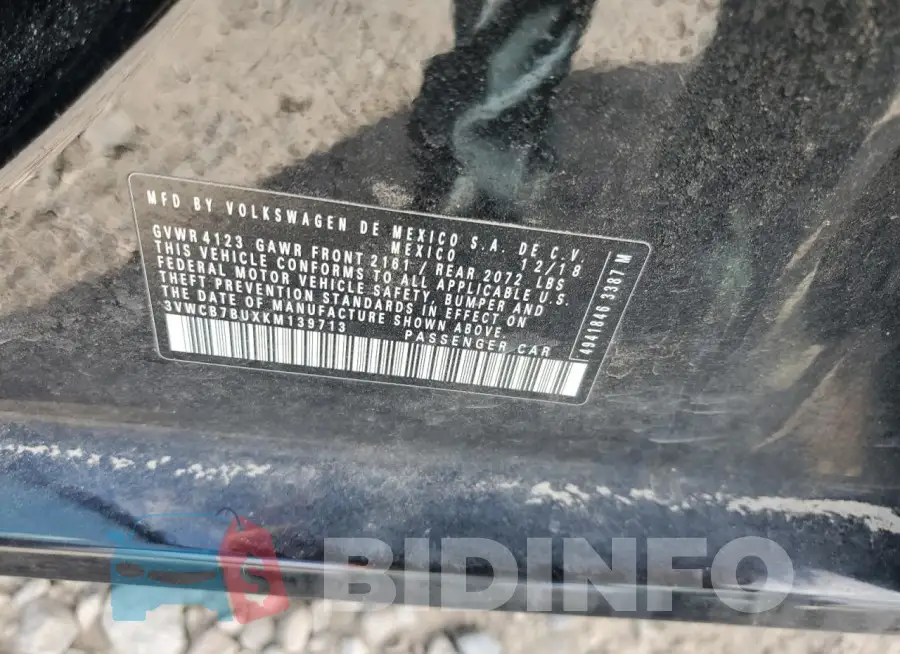 3VWCB7BUXKM139713 Photo# 13