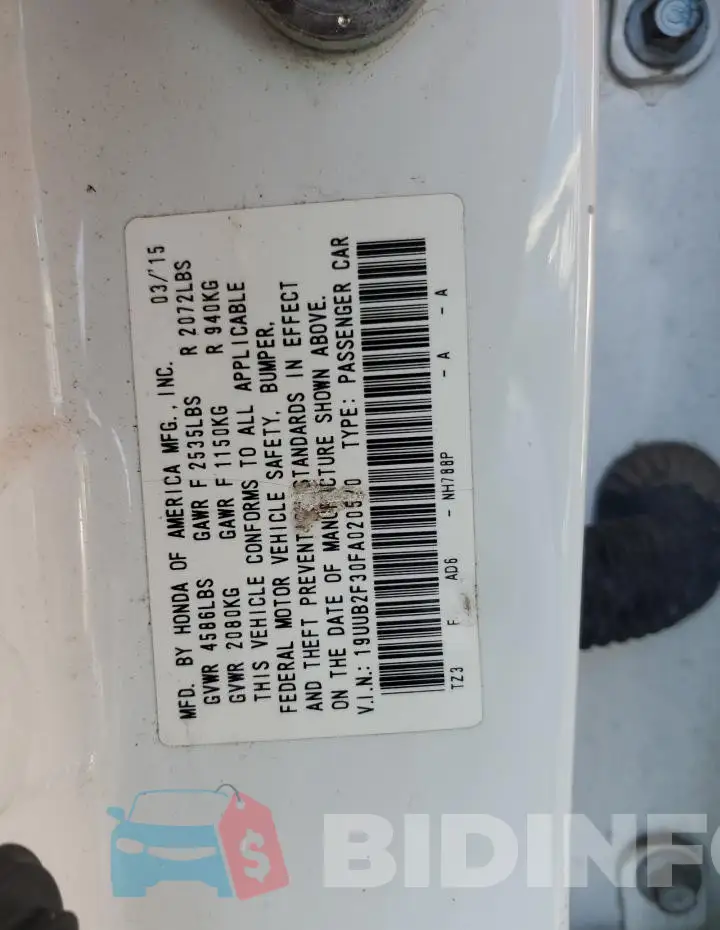 19UUB2F30FA020570 Photo# 13