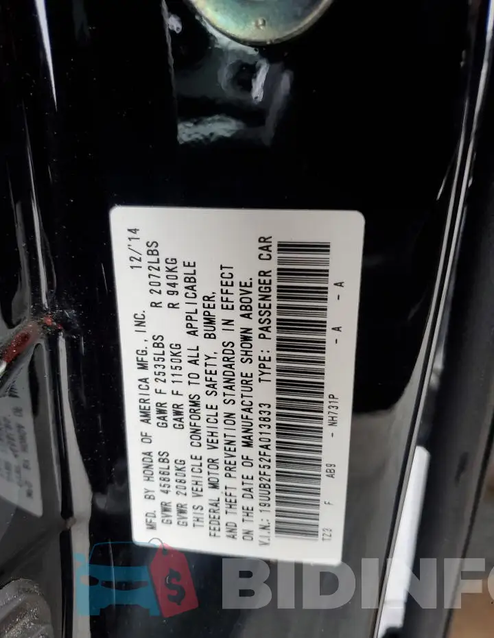 19UUB2F52FA013833 Photo# 13