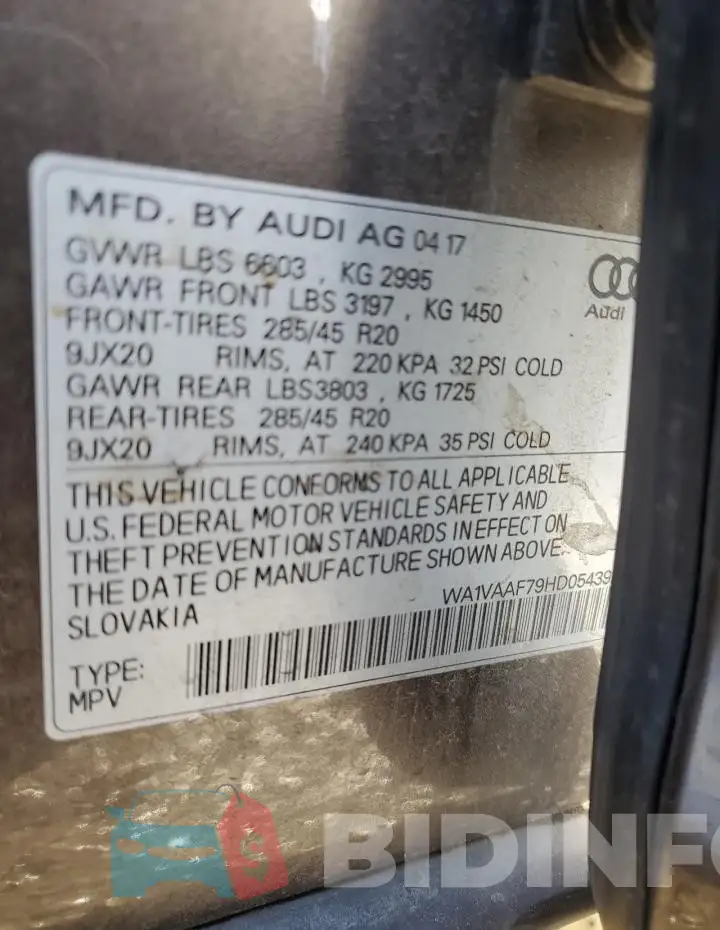 WA1VAAF79HD054392 Photo# 13