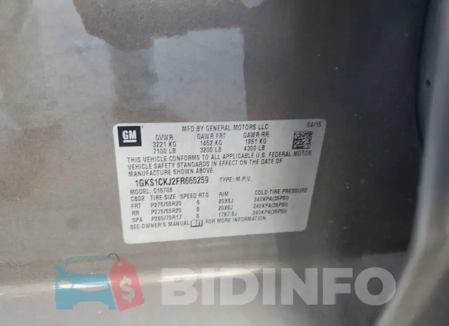 1GKS1CKJ2FR665259 Photo# 14