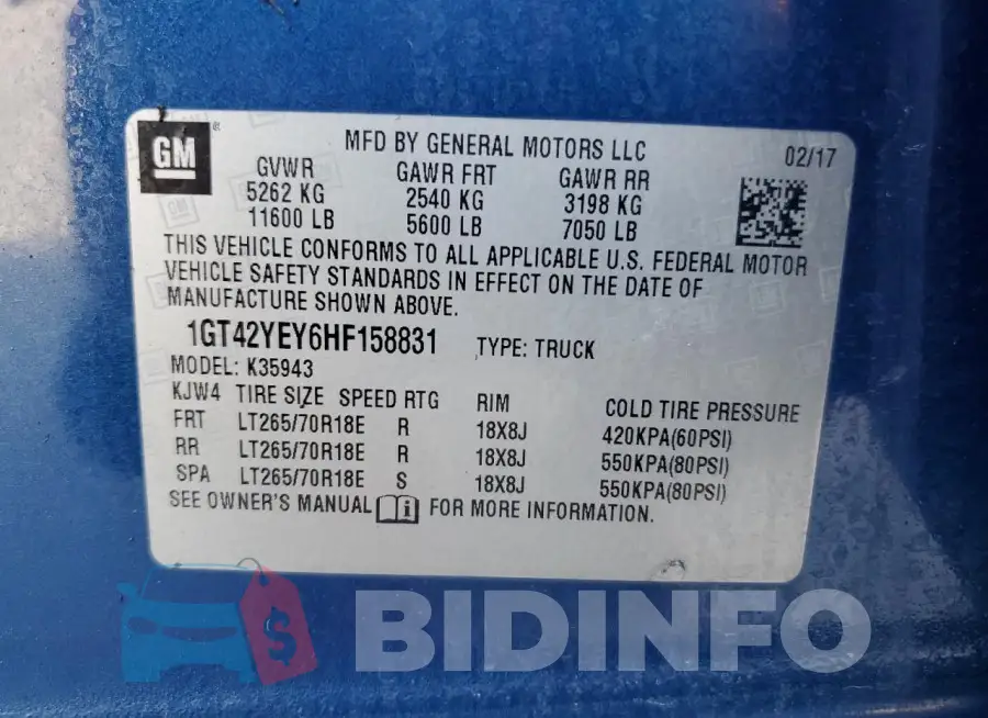 1GT42YEY6HF158831 Photo# 13
