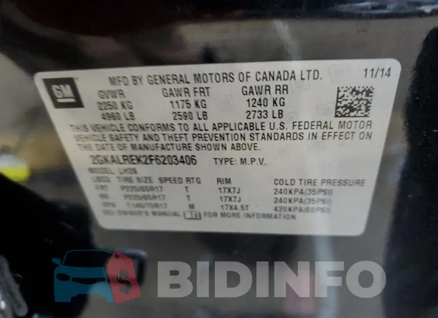 2GKALREK2F6203406 Photo# 13