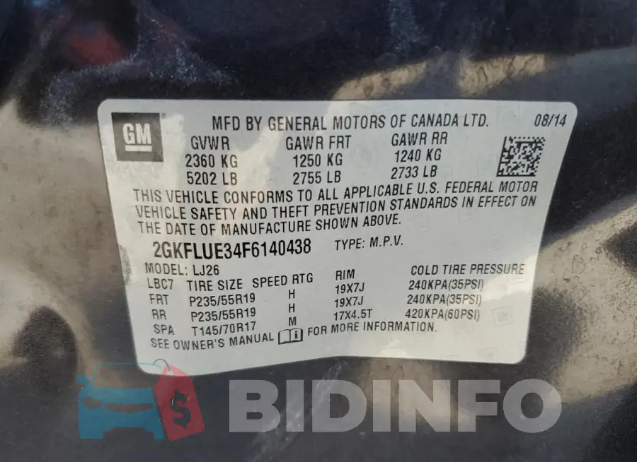 2GKFLUE34F6140438 Photo# 12