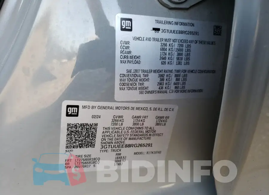 3GTUUEE88RG265291 Photo# 12