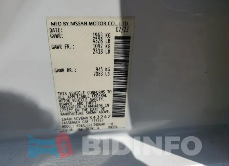 1N4BL4CV6NN343247 Photo# 12