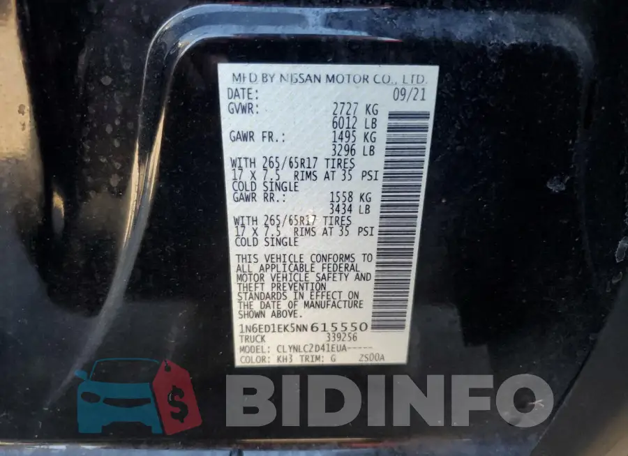 1N6ED1EK5NN615550 Photo# 12