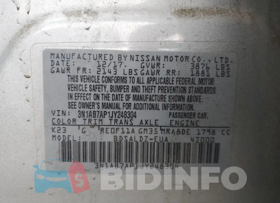 3N1AB7AP1JY248304 Photo# 12