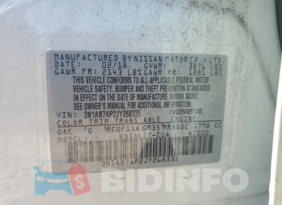 3N1AB7AP2JY268335 Photo# 13
