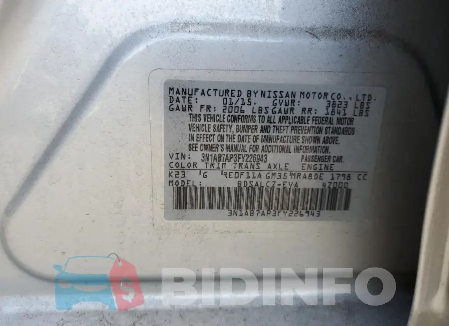 3N1AB7AP3FY226943 Photo# 12