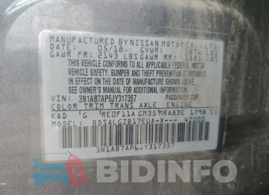 3N1AB7AP6JY317357 Photo# 12