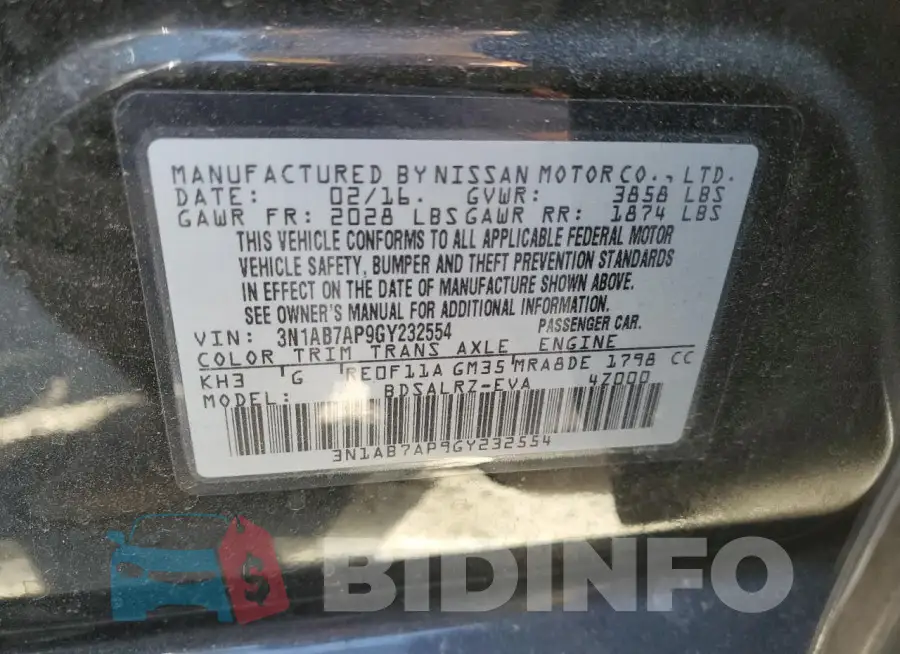 3N1AB7AP9GY232554 Photo# 12