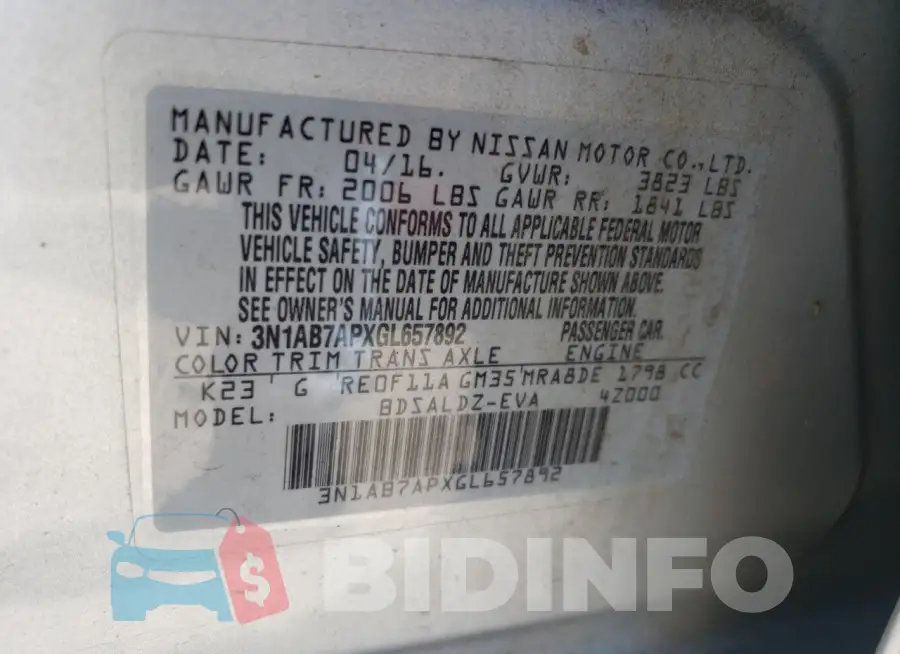 3N1AB7APXGL657892 Photo# 12
