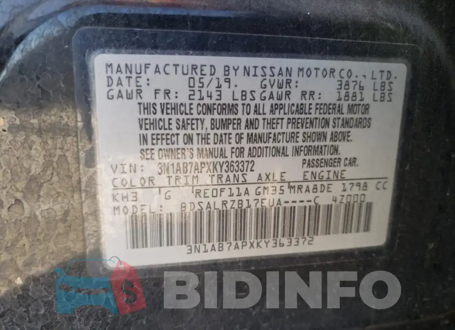 3N1AB7APXKY363372 Photo# 12