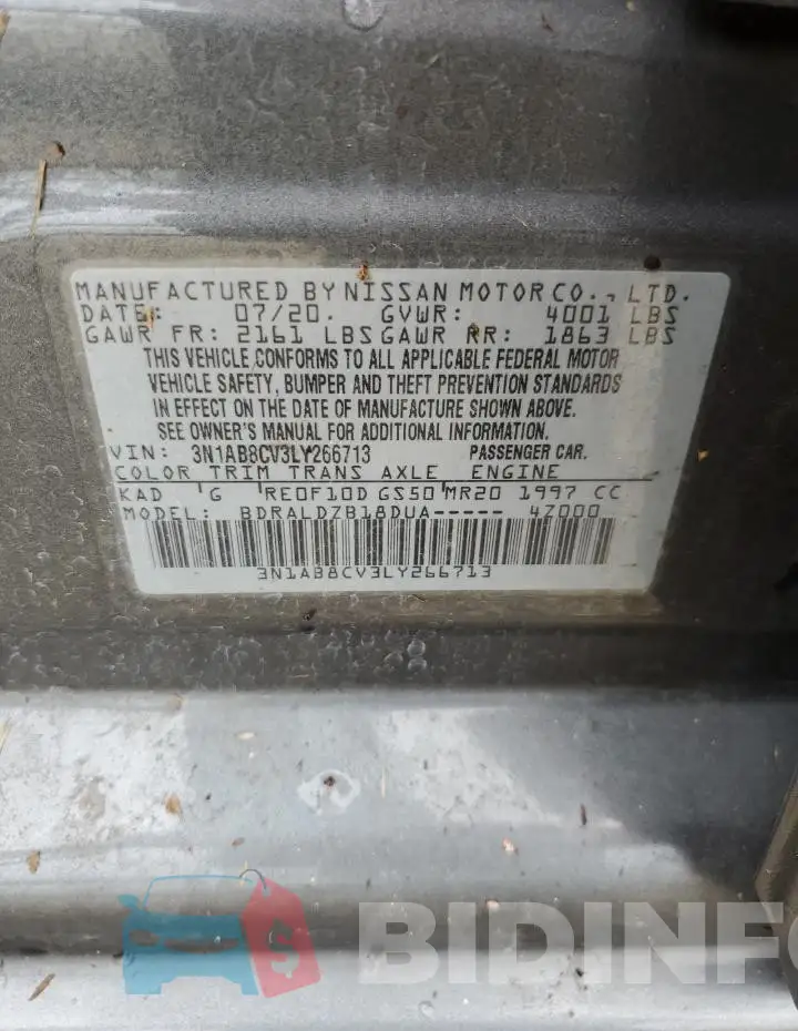 3N1AB8CV3LY266713 Photo# 13