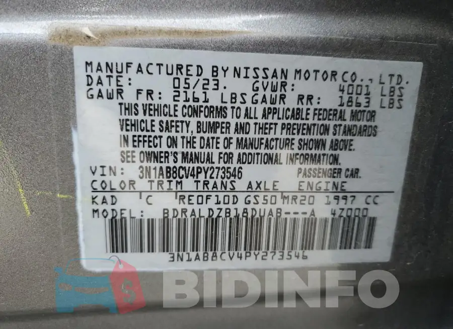 3N1AB8CV4PY273546 Photo# 12