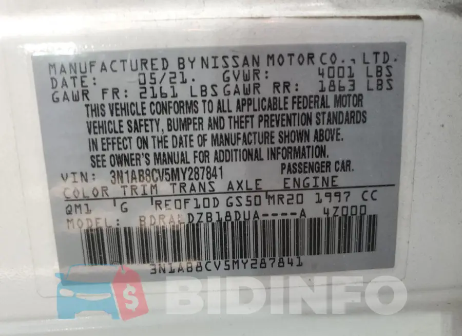 3N1AB8CV5MY287841 Photo# 12