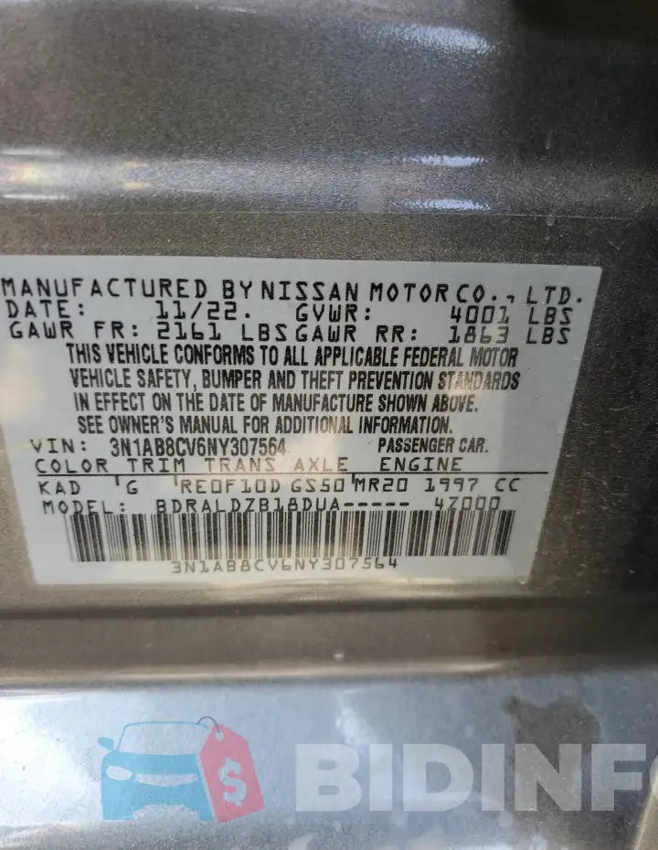 3N1AB8CV6NY307564 Photo# 12