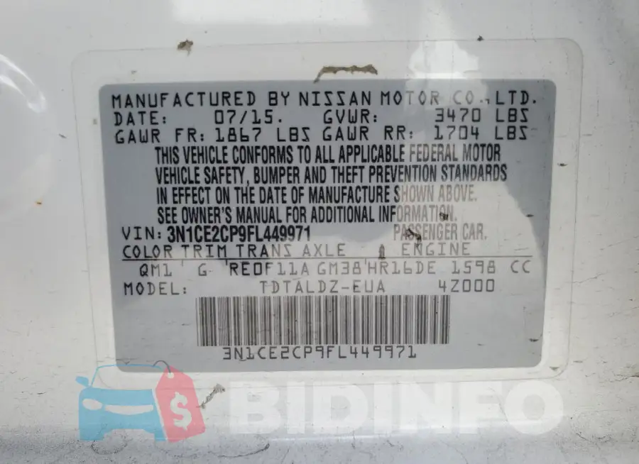 3N1CE2CP9FL449971 Photo# 12