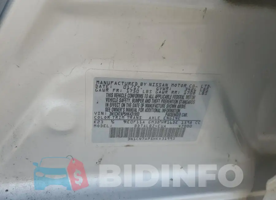 3N1CN7AP5HK431993 Photo# 12