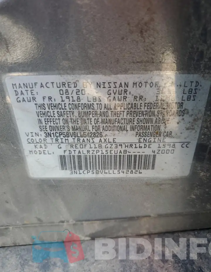 3N1CP5BV6LL542826 Photo# 13