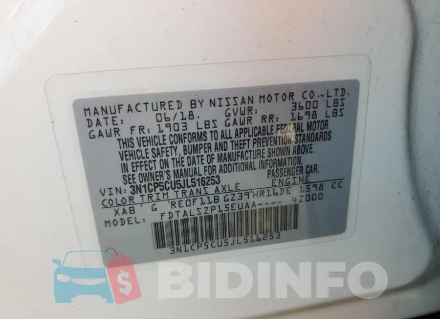 3N1CP5CU5JL516253 Photo# 13