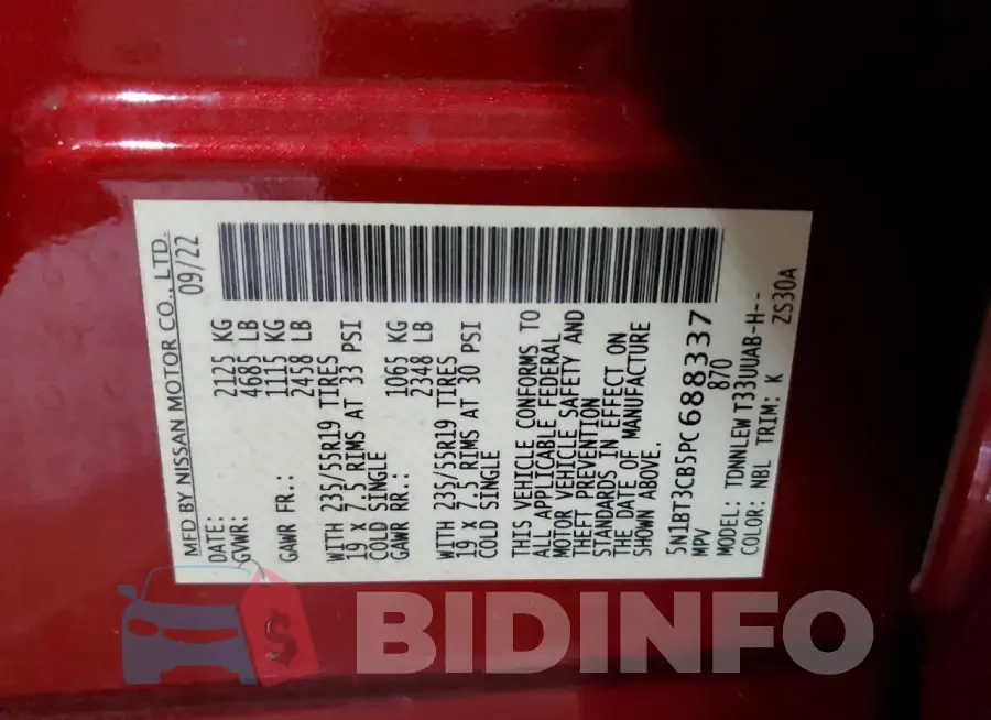5N1BT3CB5PC688337 Photo# 13