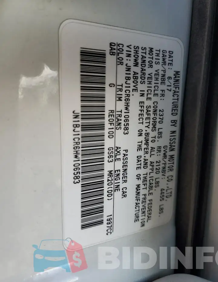 JN1BJ1CR6HW106583 Photo# 13
