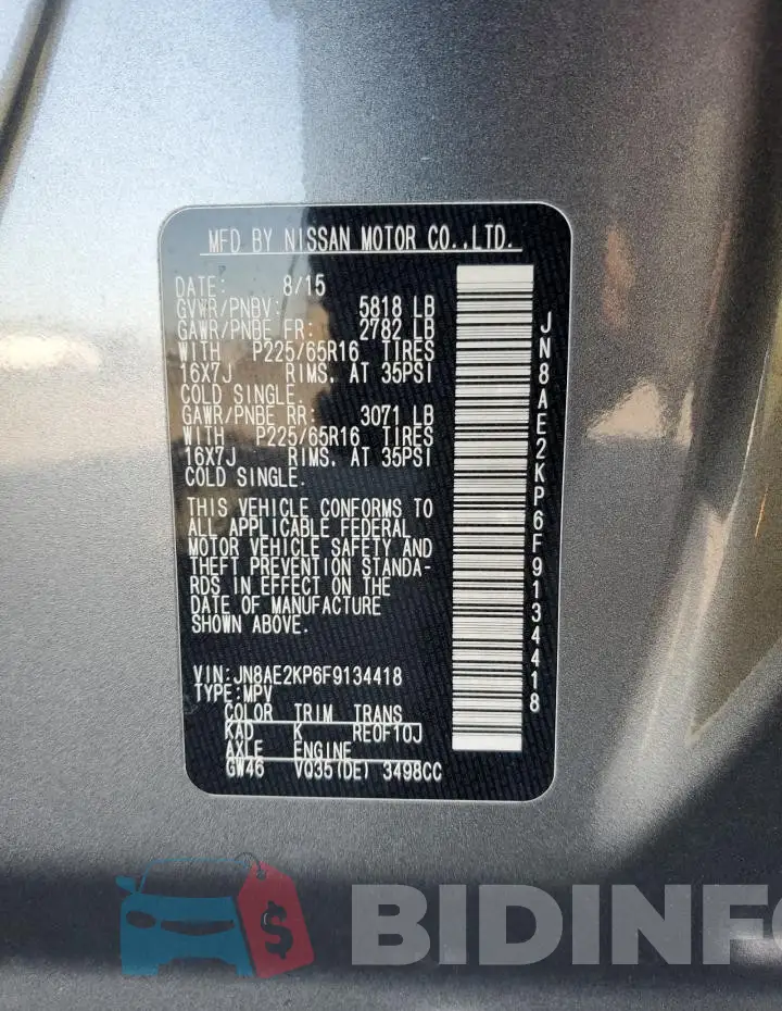 JN8AE2KP6F9134418 Photo# 13