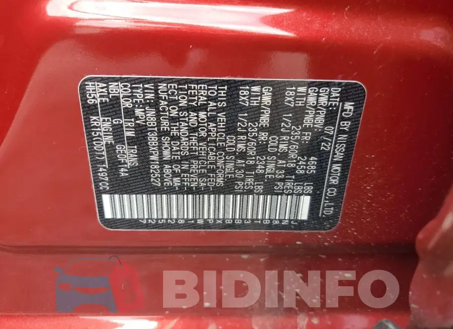 JN8BT3BBXPW182527 Photo# 14