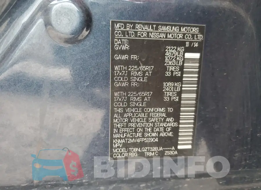 KNMAT2MV4FP511904 Photo# 13