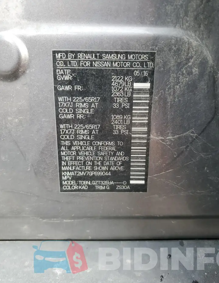 KNMAT2MV7GP699044 Photo# 13