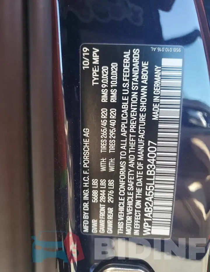 WP1AB2A55LLB34007 Photo# 12
