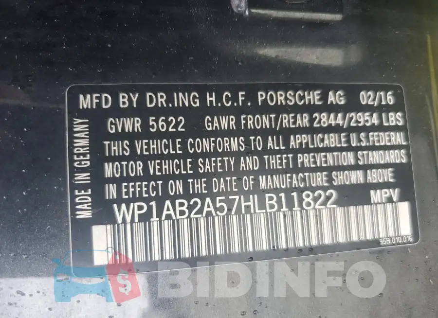 WP1AB2A57HLB11822 Photo# 13