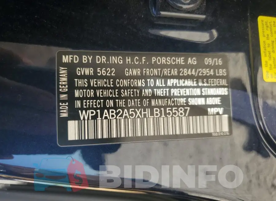 WP1AB2A5XHLB15587 Photo# 14