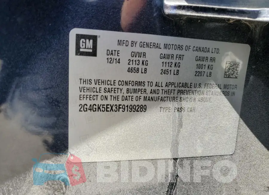 2G4GK5EX3F9199289 Photo# 12