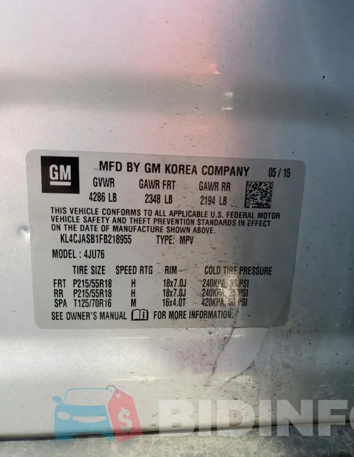 KL4CJASB1FB218955 Photo# 13