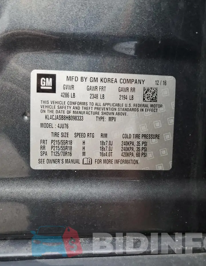 KL4CJASB8HB098333 Photo# 14