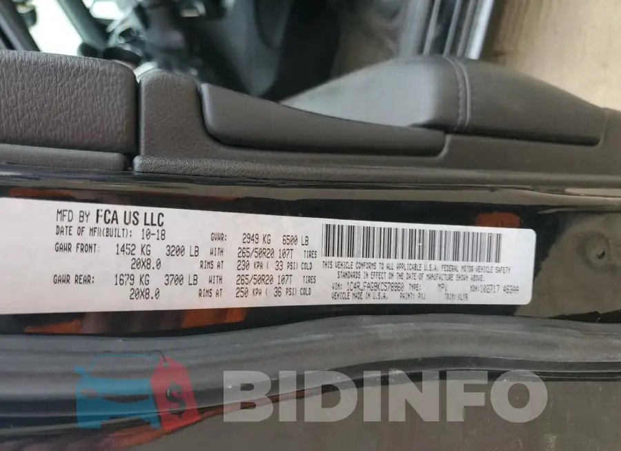 1C4RJFAG9KC578960 Photo# 13
