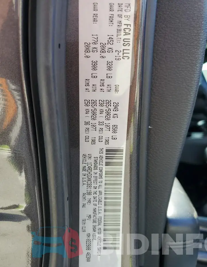 1C4RDHDGXKC691198 Photo# 13