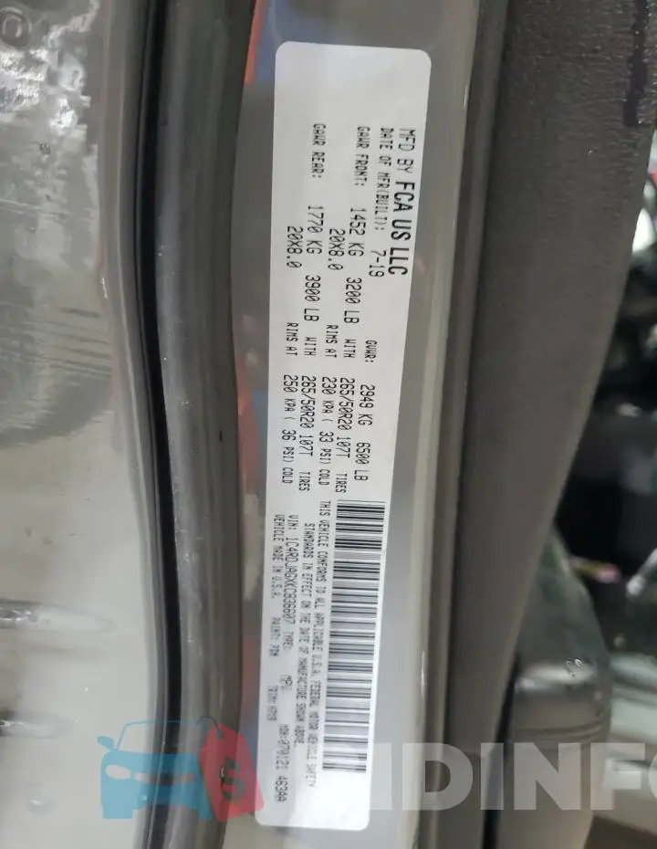 1C4RDJAGXKC836607 Photo# 13