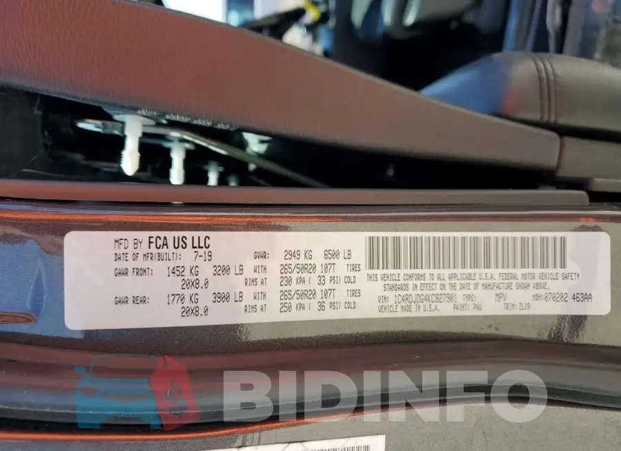 1C4RDJDG4KC827901 Photo# 13