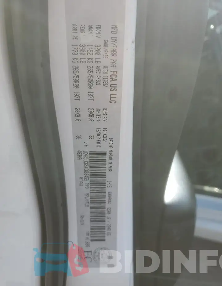 1C4RDJDG5KC663459 Photo# 13