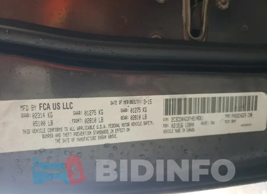 2C3CDXHG3FH814681 Photo# 12